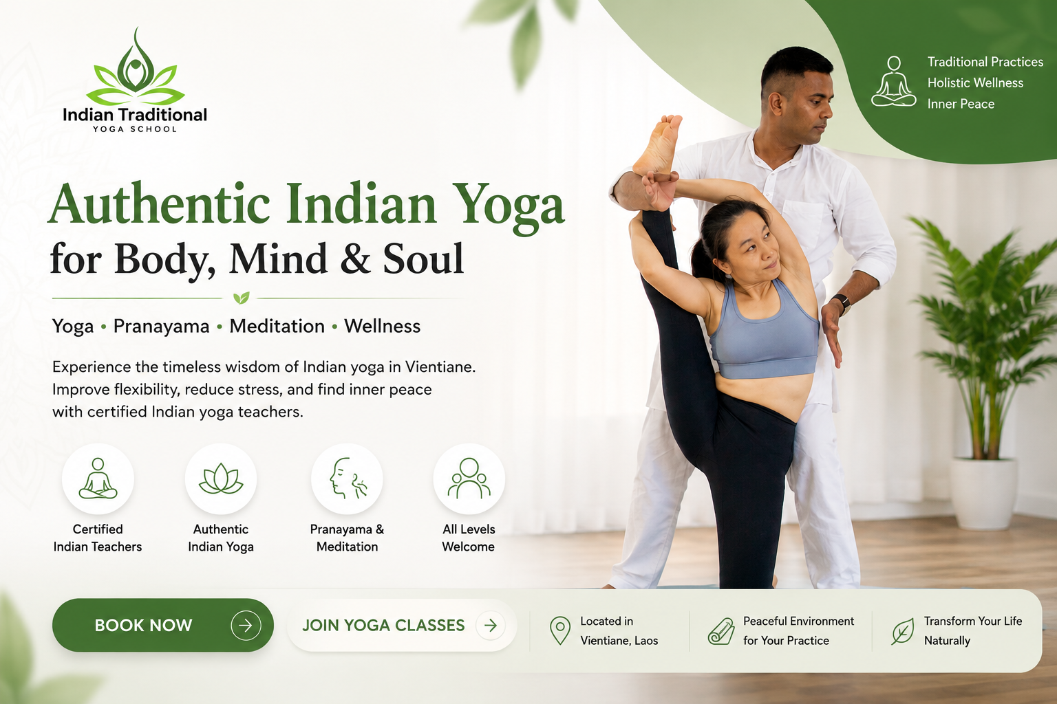 Indian Traditional Yoga School yoga meditation and wellness website